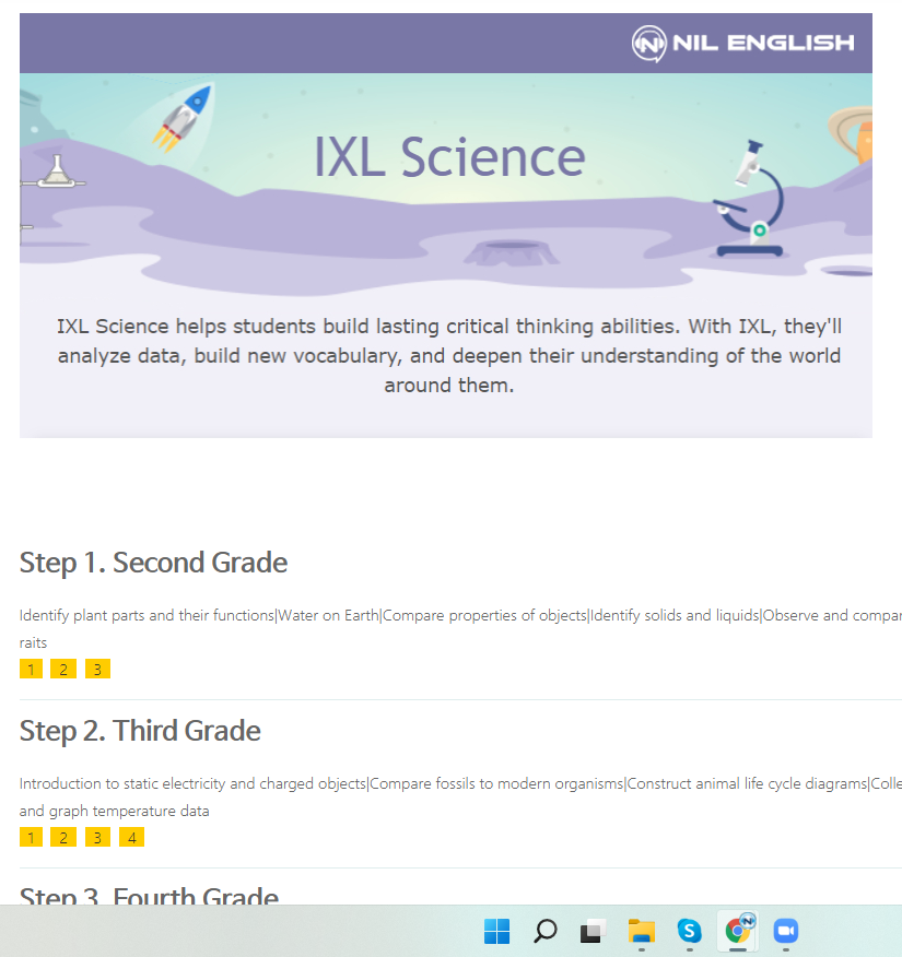 IXL Course - Science